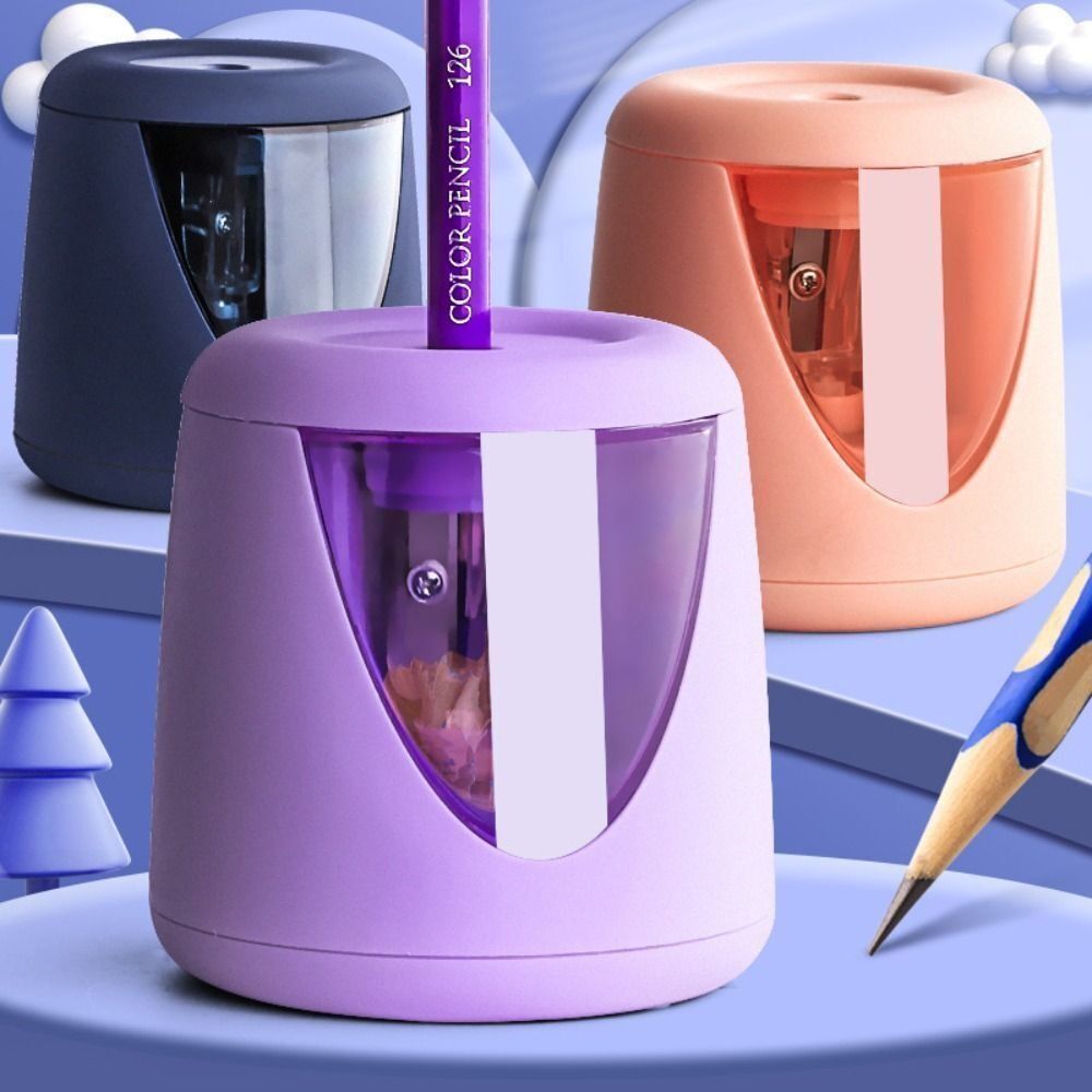Electric Pencil Sharpener Usb - Dengan Stiker Dekoratif, Baterai/USB/Pengisi Daya, Alat