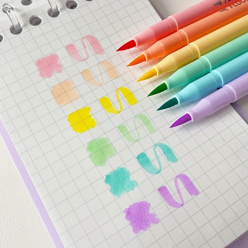 Pastel Highlighter Set Double Ended - 6 buah kuas lembut fluoresensi pena