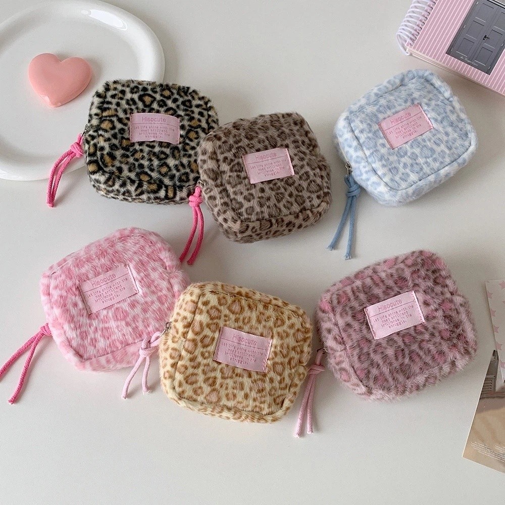 Aesthetic Large Pencil Case Pouch - Tas Pena Motif Leopard dengan Tali