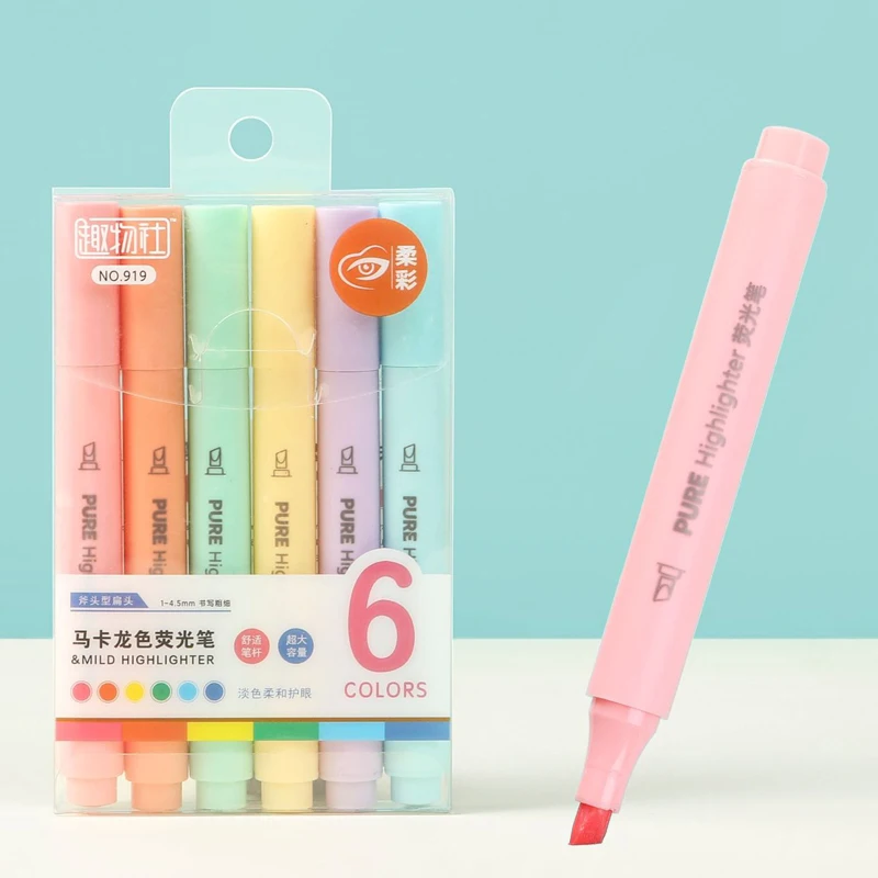 Pastel Highlighter Set Double Ended - 6 Buah Pena Stabilo Pastel-Set Penanda