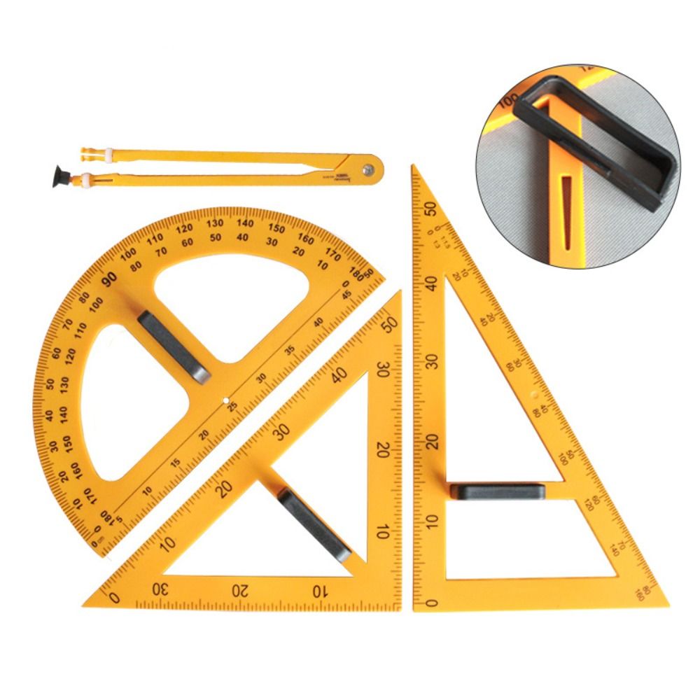 Math Geometry Set With Compass - Penggaris Segitiga Besar Tahan Lama Multi-Ukuran,