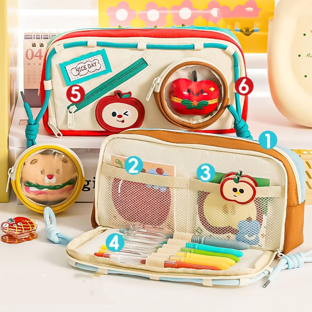 Kotak Pensil Hamburger Kapasit - Aesthetic Large Pencil Case Pouch ulasan dan harga