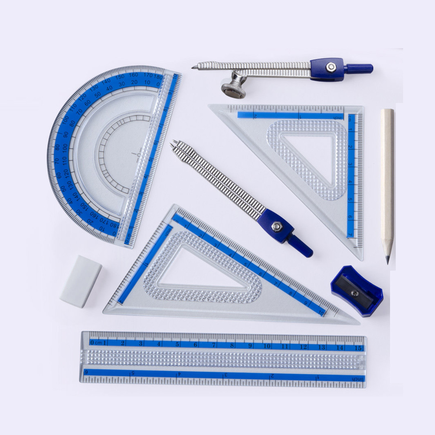 10 PCS Set Alat Geometri Matem - Math Geometry Set With Compass ulasan dan harga